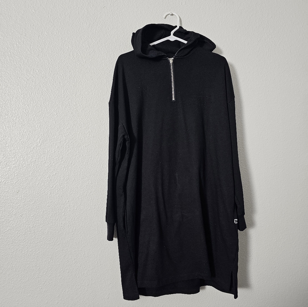 LO Black Hooded Dress with Zipper SZ S/M